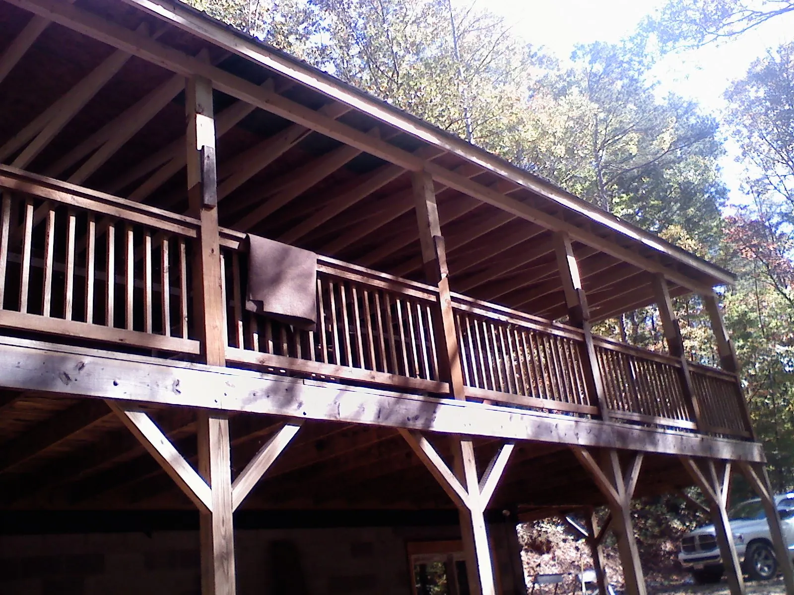 Timber framing under a new elevated porch and deck — Roof Leak Repair in Maxatawny by Roofing Brothers
